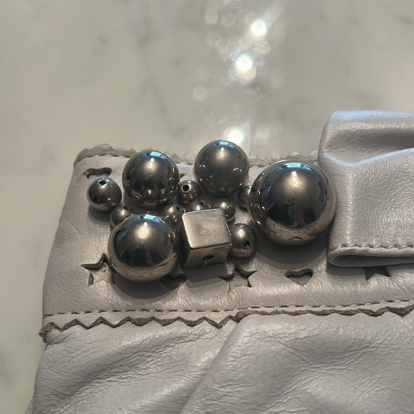 Betsey Johnson white/grey leather clutch - Picture 4 of 9
